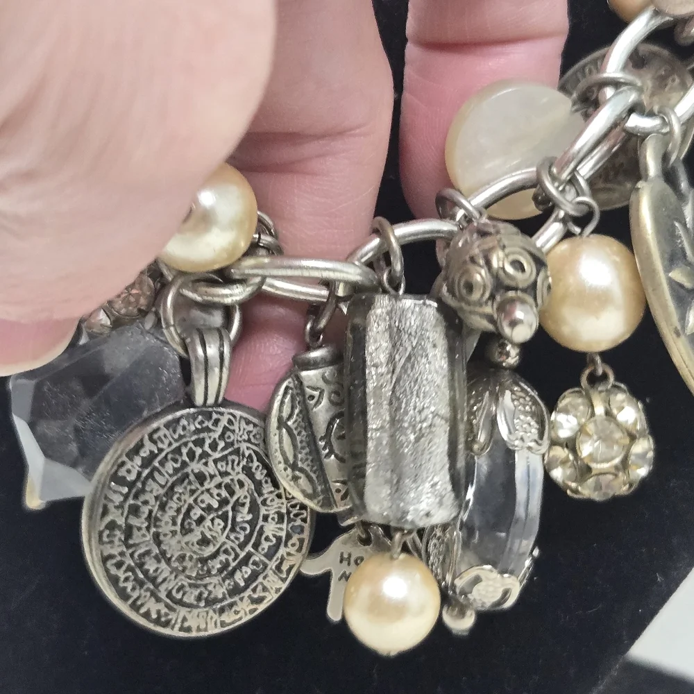 Chunky Silver‎ Chain Necklace Large Heart Charms Vintage Y2K Style Statement